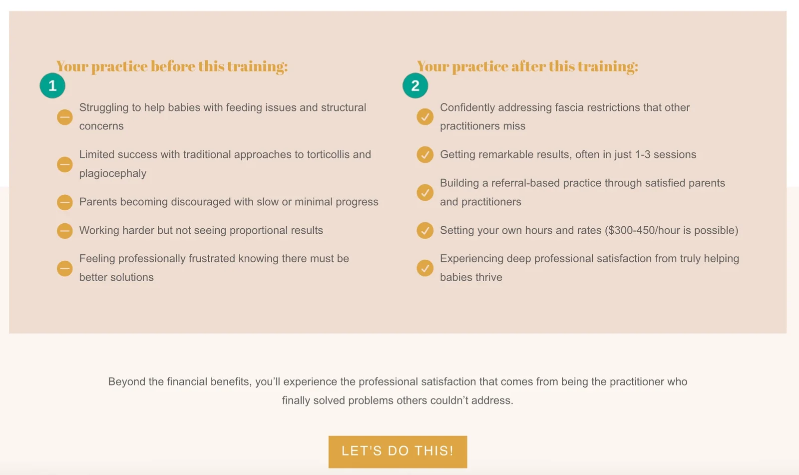 Side-by-side comparison of a practitioner's work before and after the Bodywork for Babies training