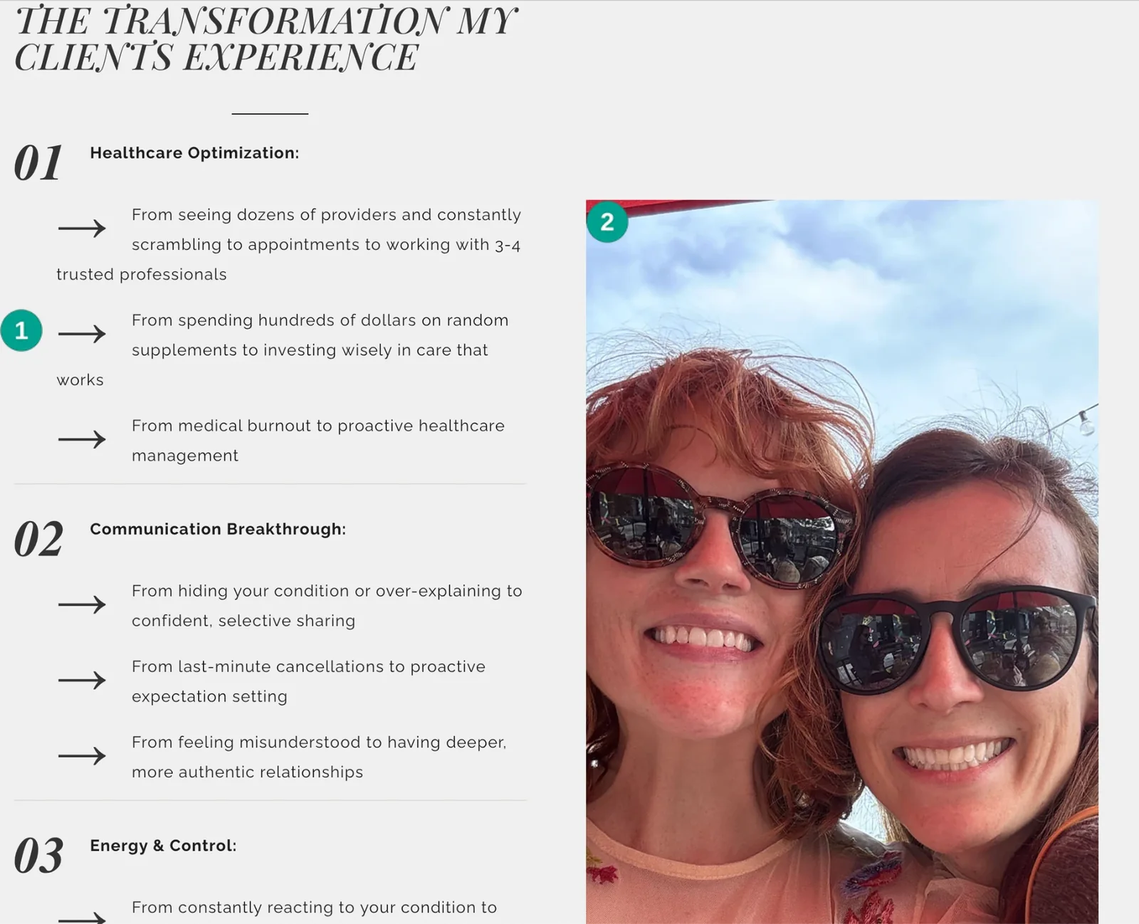 Revive & Thrive client transformation with practical changes and a joyful personal photograph