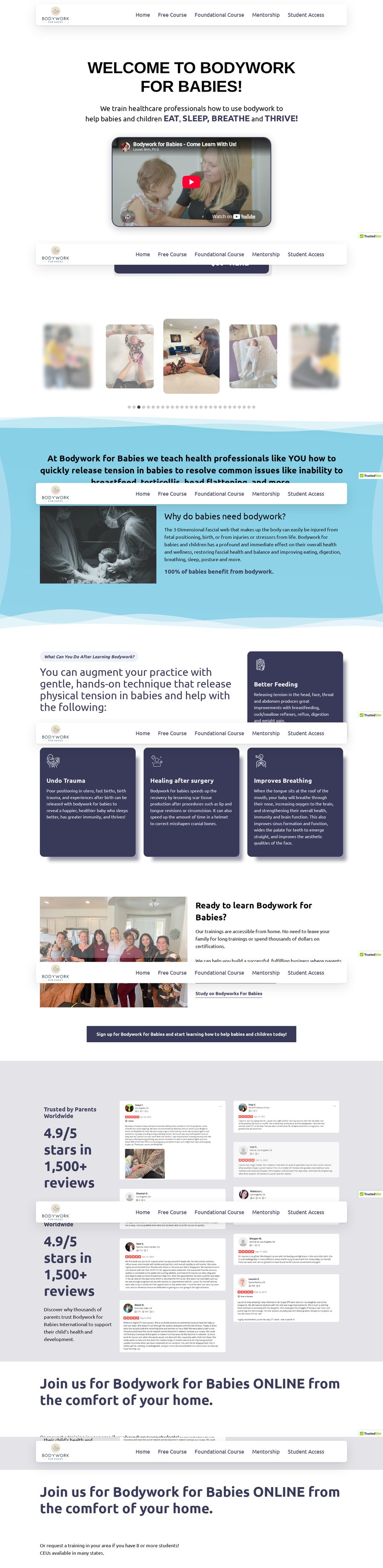 Full Bodywork for Babies website before the redesign