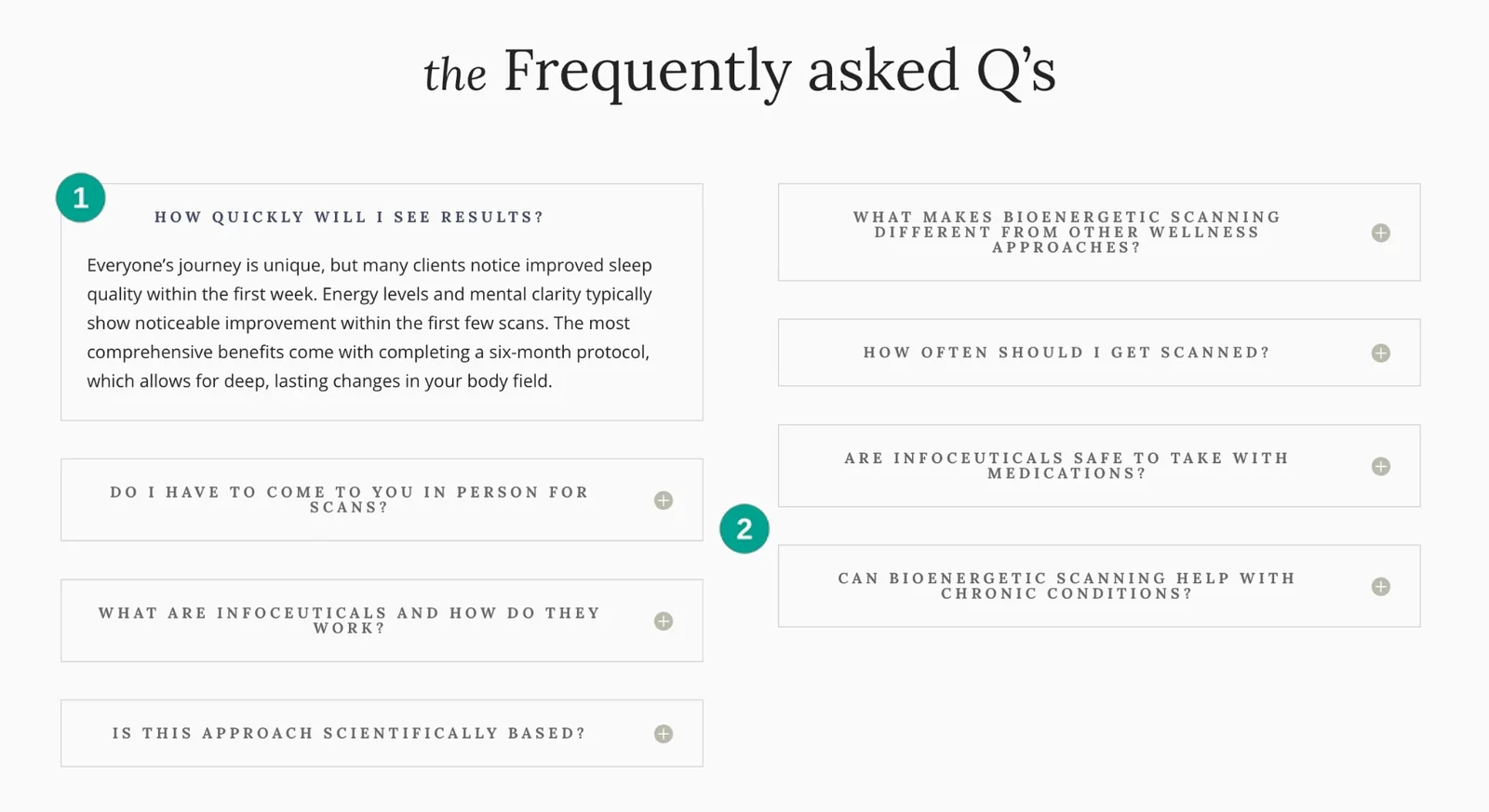 Bioenergetics frequently asked questions with two numbered callouts