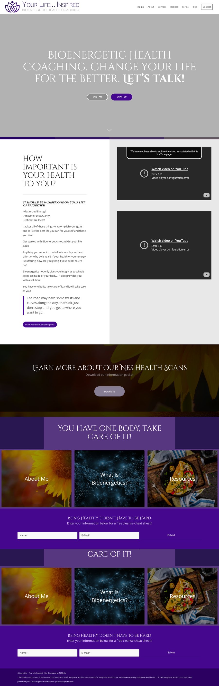 Full Bioenergetics website before the redesign