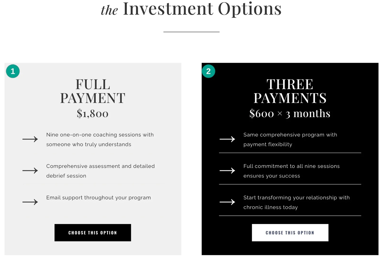 Revive & Thrive full-payment and three-payment investment options