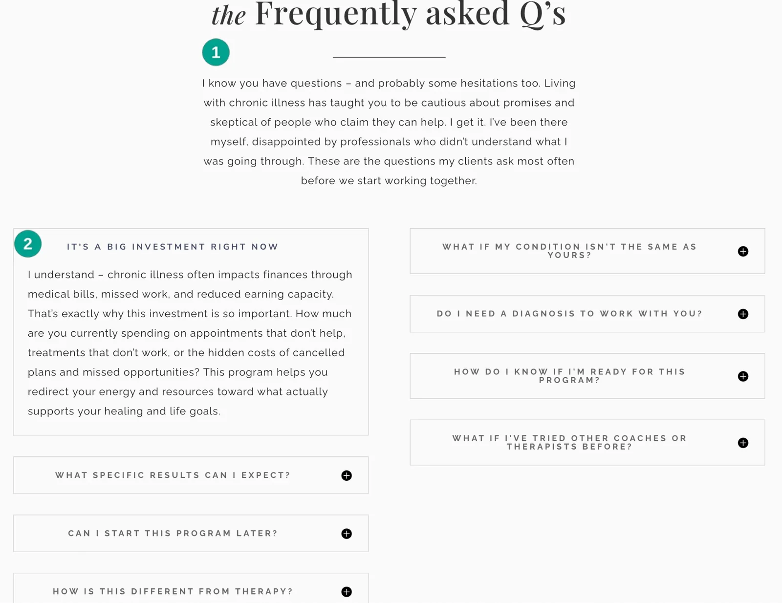 Revive & Thrive frequently asked questions with an expanded answer about the investment