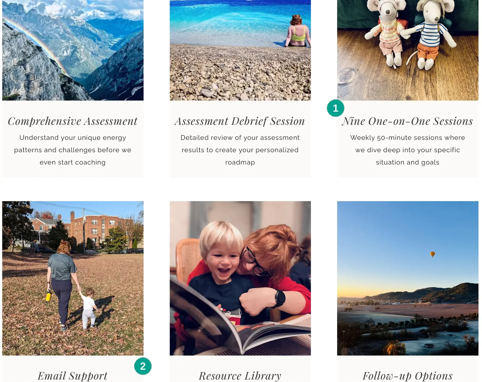 Revive & Thrive program inclusions shown as six photographed features