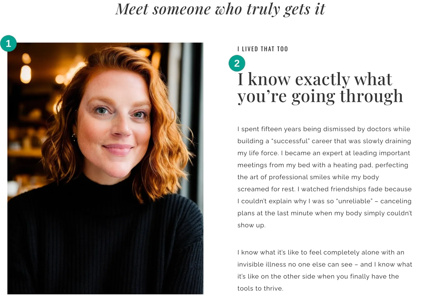 Revive & Thrive coach introduction with a portrait and personal story