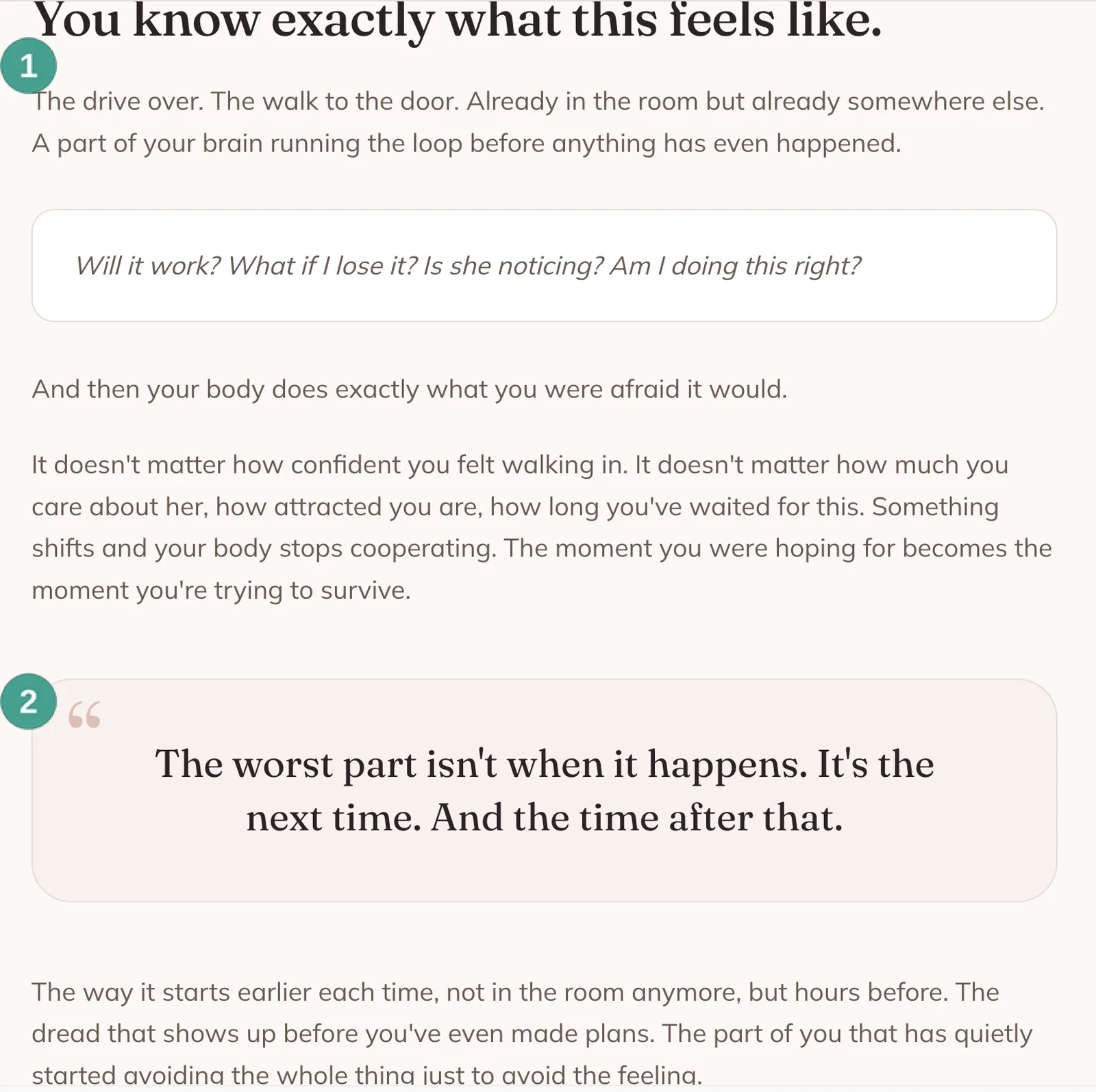 Joy Rigel section describing the thoughts and fear surrounding intimacy
